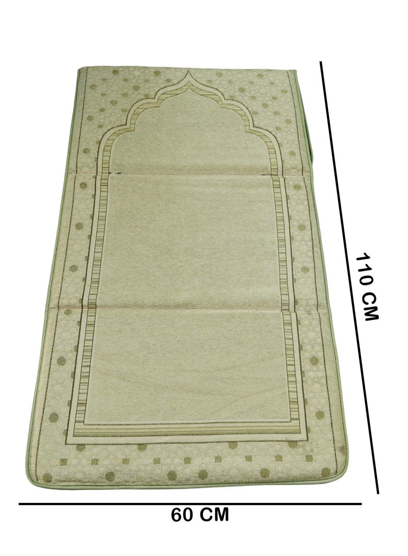 Yuwell Foldable Prayer Mat with Back Support & Carrying Bag, 2-in-1 Prayer Rug Sajadah, Anti-Slip Islamic Salah Mat 110×60CM for Men & Women, Portable Ramadan & Eid Gift Beige - Image 2